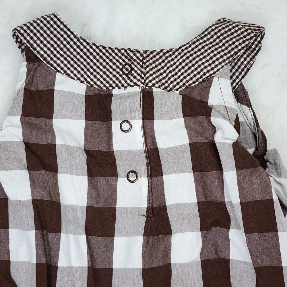 Carter's Brown & White Gingham and Green Polka Dot Baby One-Piece Set